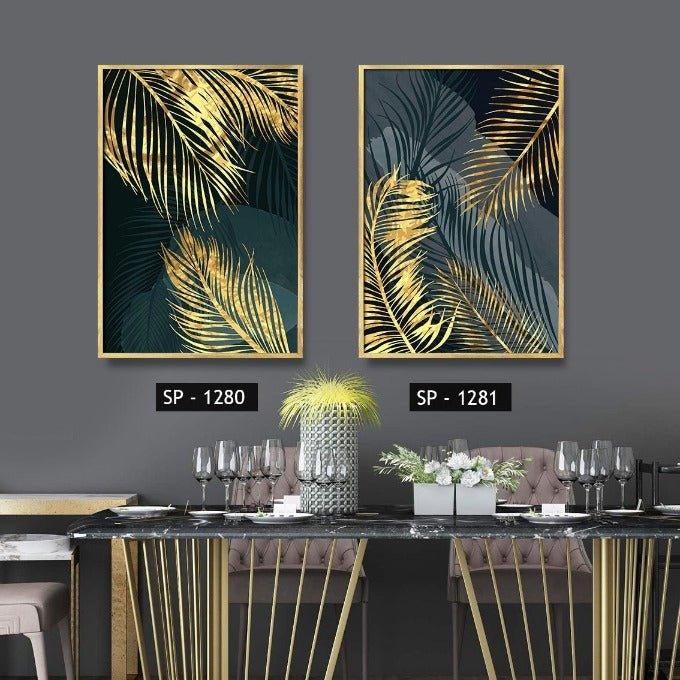תמונת קיר הדפס ענפי דקל מוזהבים GOLD PALM LEAF