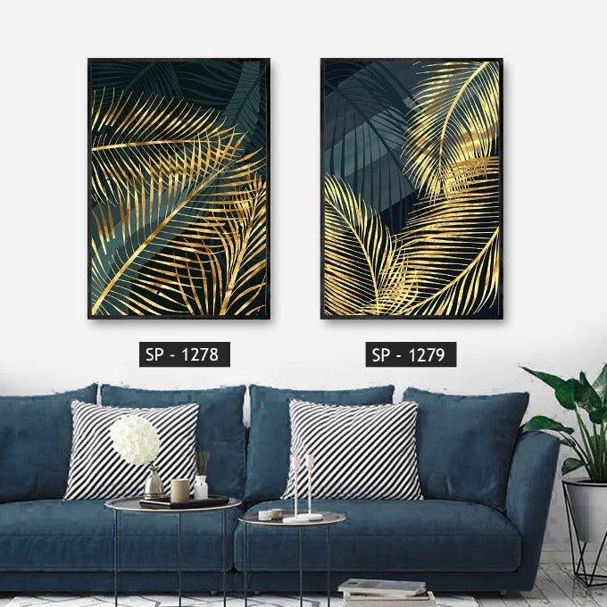 תמונת קיר הדפס ענפי דקל מוזהבים GOLDEN PALM