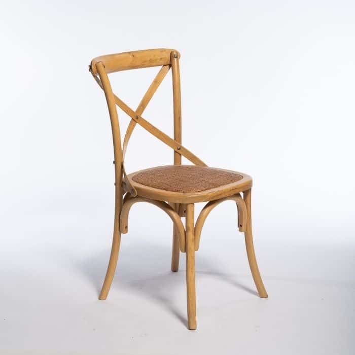 SH CROSS כסא אוכל מעץ משולב ראטן בעיצוב כפרי - Image 7