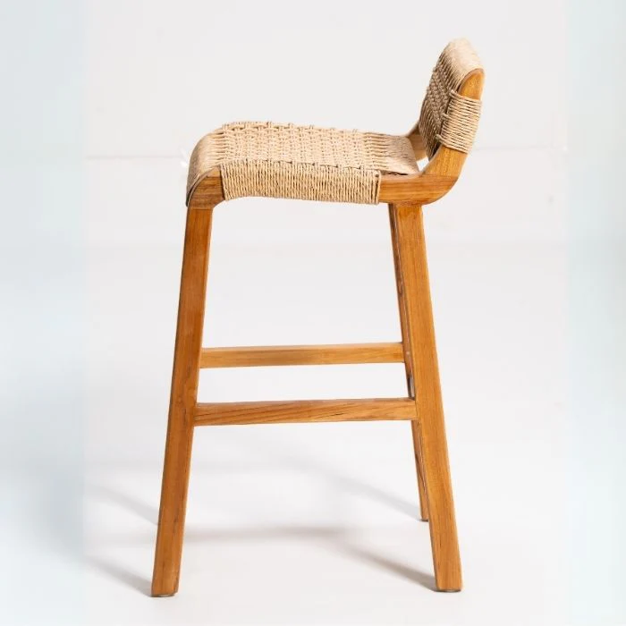 JAVE כיסא בר מעץ וראטן דגם - Image 3