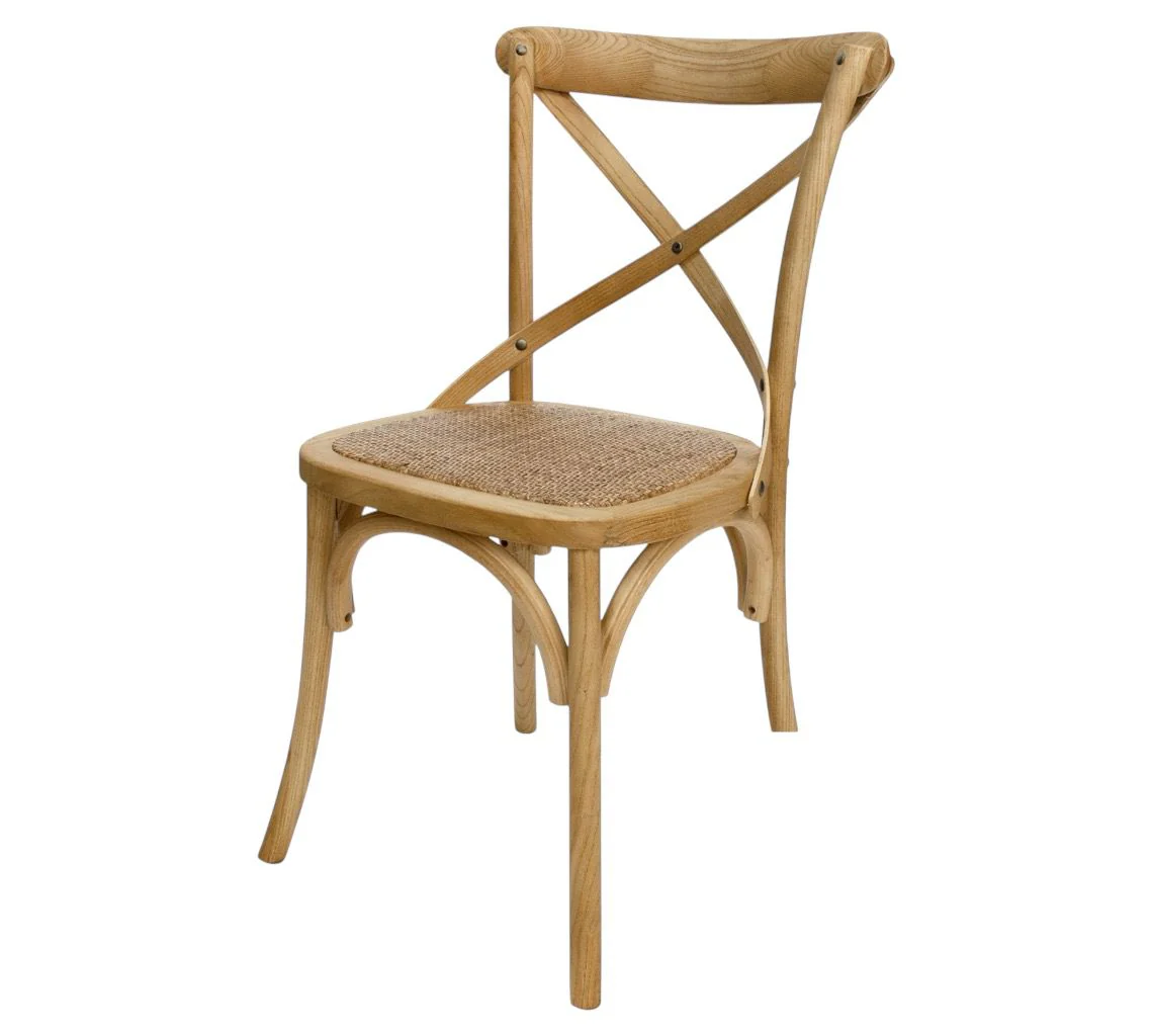 RX-Chair כיסא אוכל מעץ גב איקס מושב ראטן - Image 4